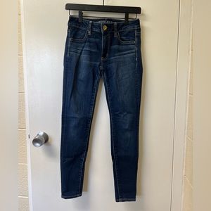Dark Blue Washed Super Stretch Skinny Jeans